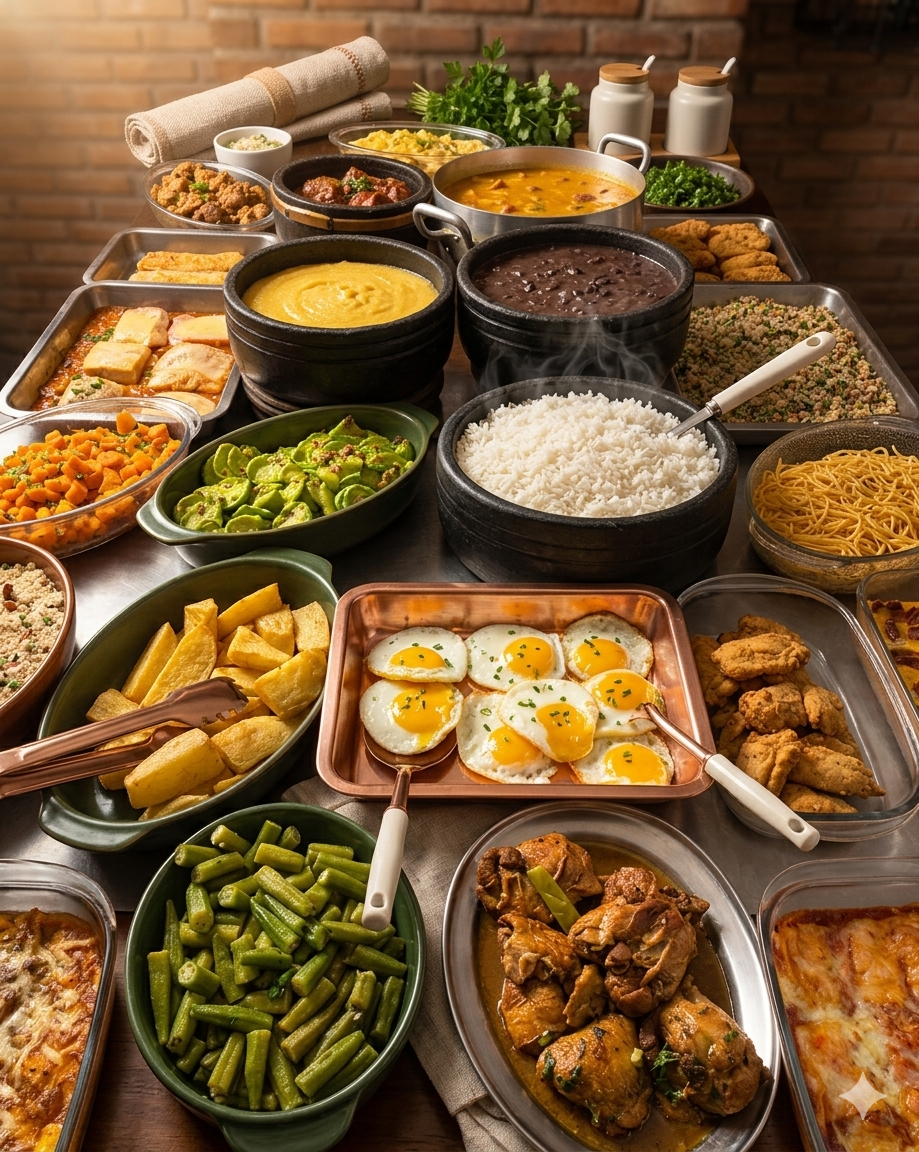 Buffet completo do restaurante Comida Mineira